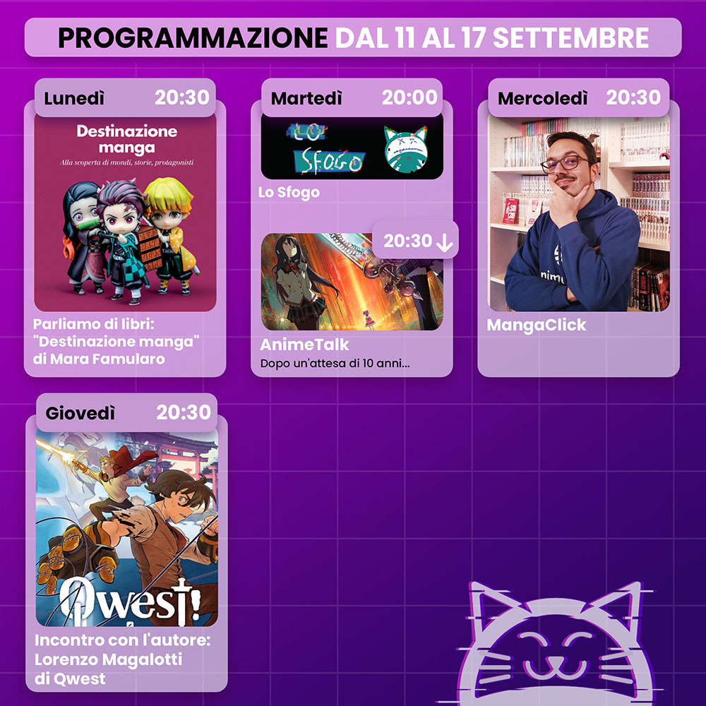 AnimeClick su Twitch: programma dall'11 al 17 settembre